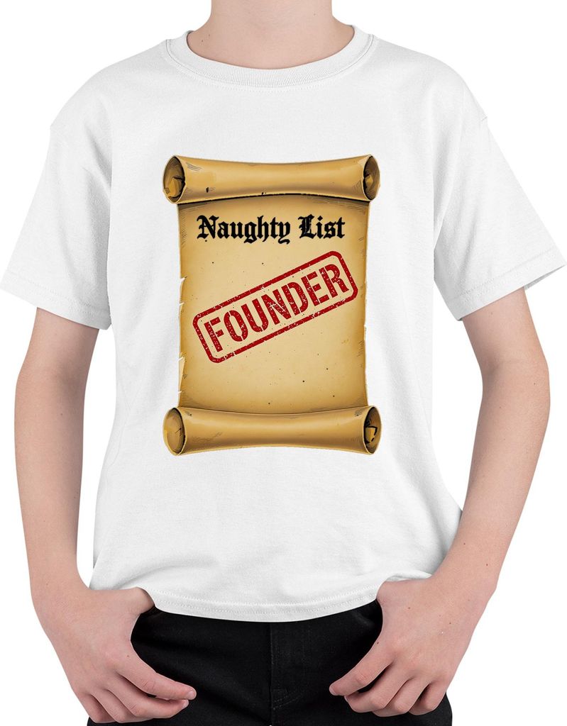 Naughty List Founder Weihnachtsmann lustig Geschenk Vintage Uni Kinder T-Shirt, Weiß, 104