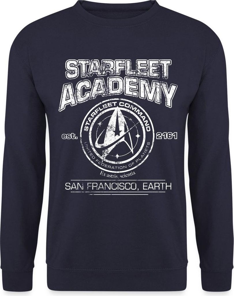 Spreadshirt Star Trek Discovery Starfleet Academy Uni Pullover, M, Navy