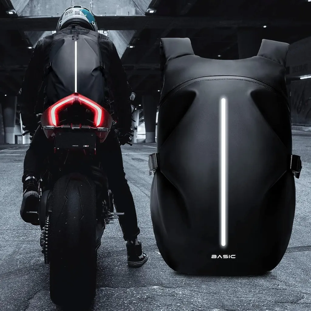 Sac à dos moto étanche avec rangement casque et protection PC 15,6"