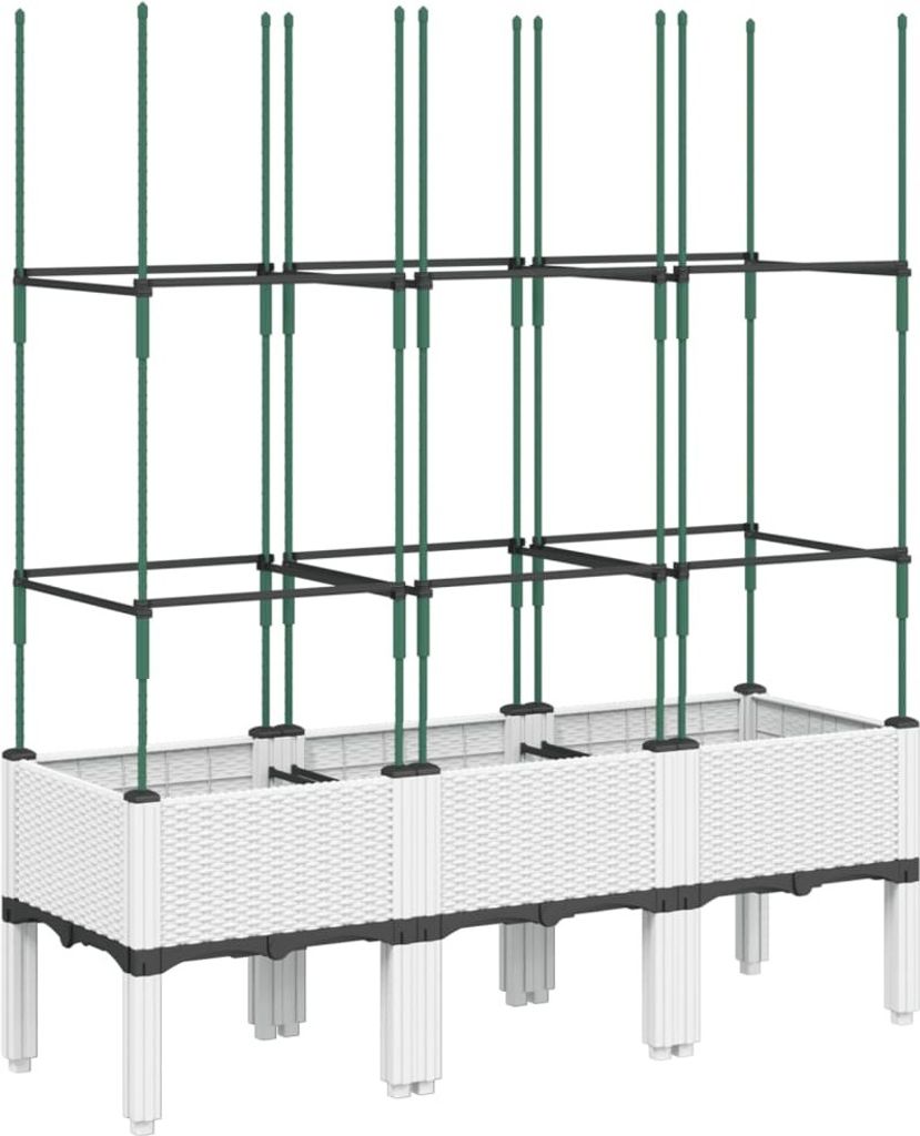 Pflanzkübel mit Rankgitter Weiß 120x40x142,5 cm PP