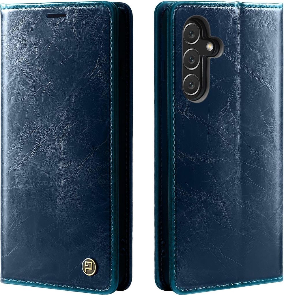 Handyhülle für Samsung Galaxy A35 5G Kunstleder Flip Vintage Cover Hülle RFID Schutz Case Kartenfach Farbe: Blau