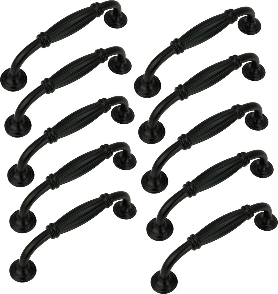 10er Set Mattschwarze Möbelgriffe aus Aluminium mit 96 mm Produktbild 