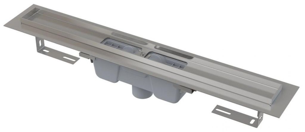 Alcadrain APZ1001 Duschrinne mit Rand für den perforierten Rost, Abfluss senkrecht 1150 mm