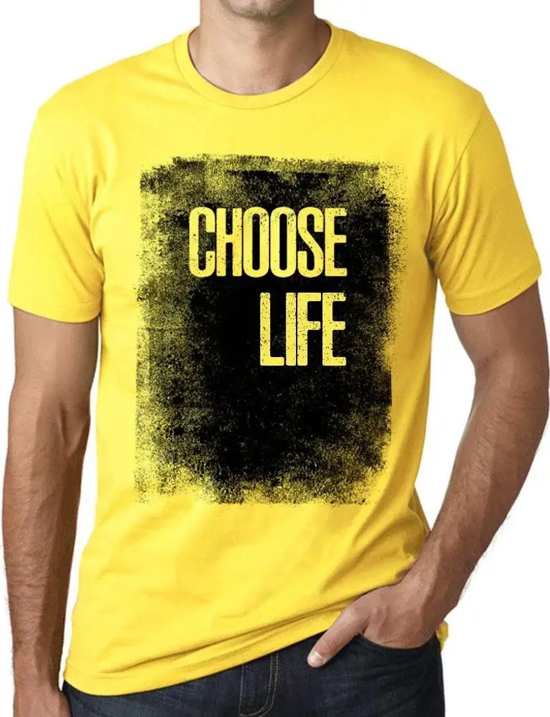 Herren Grafik T-Shirt Leben wählen – Choose Life – Öko-Verantwortlich Vintage Jahrgang Kurzarm Lustige Druck Geburtstag Geschenk Mann