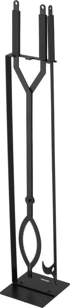 Ensemble d'outils pour cheminée en fer forgé noir (3 pcs) avec support - 10