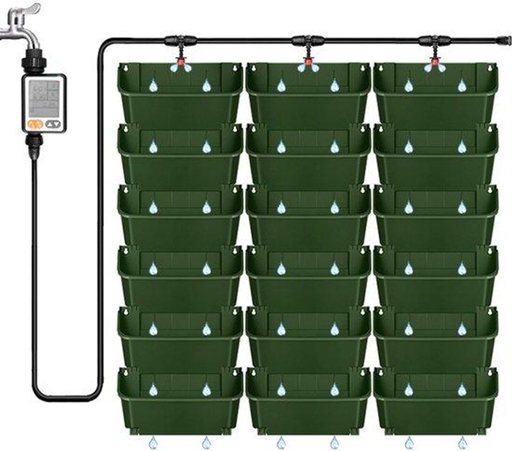Automatische verticale Wandplanter mit Selbstwasserung, Raumsparende Pflanzenwand, vertikale Gartentreppe, Blumenpottset für Balkon, Hausdekoration