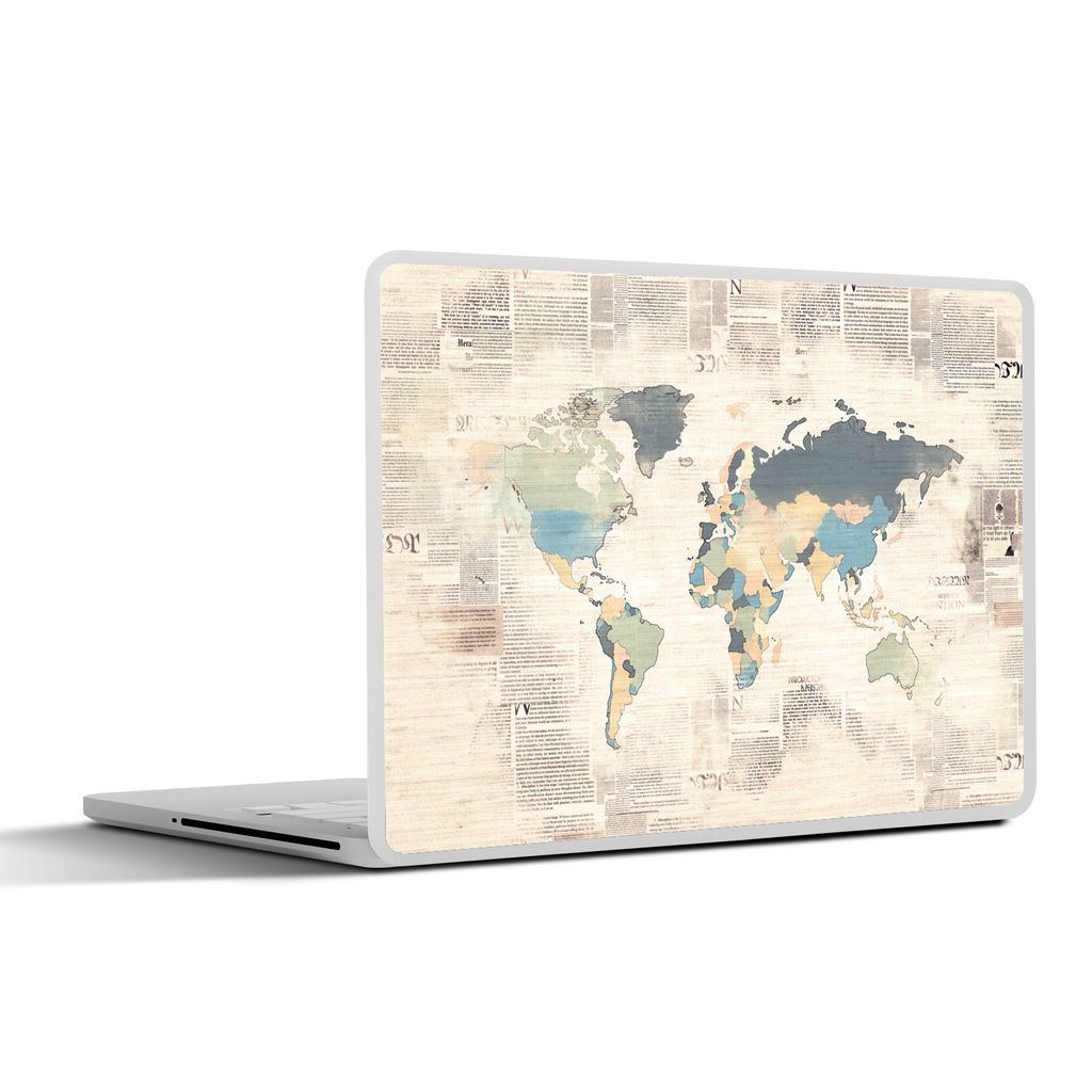 MuchoWow Laptop Aufkleber Sticker Cover Weltkarte - Vintage - Pastell 32.5x23.5 cm - Sticker für Laptop - Selbstklebend