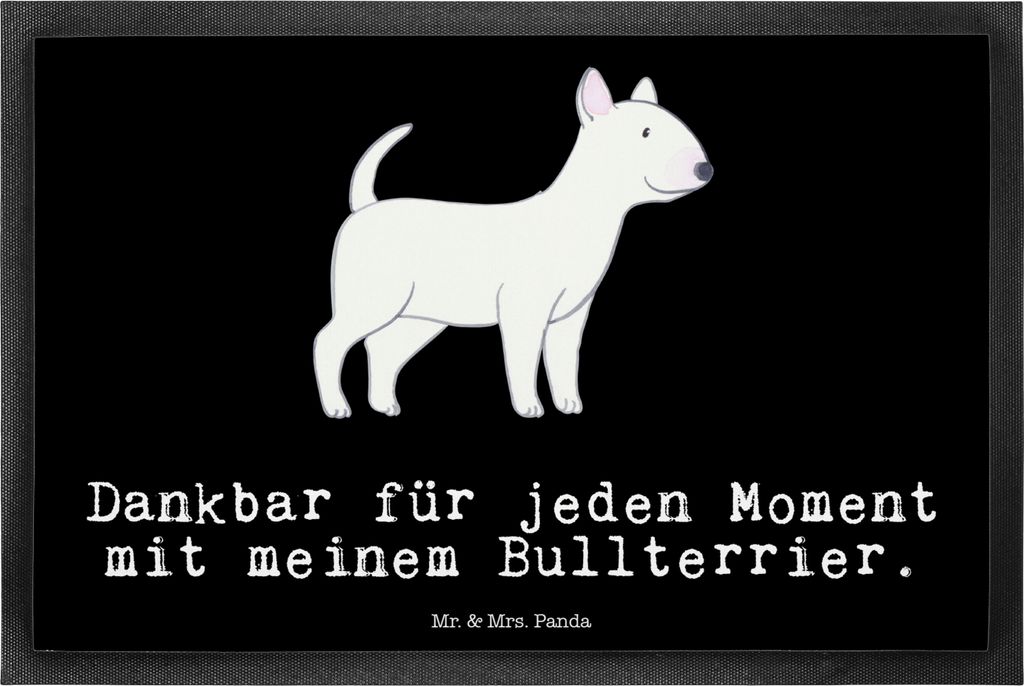 Mr. & Mrs. Panda Türmatte Bullterrier Moment 40 x 60 cm - Schwarz - Geschenk, Schmutzmatte, Abtretmatte, Fußabstreifer, Schmutzfangmatte, Fussmat...
