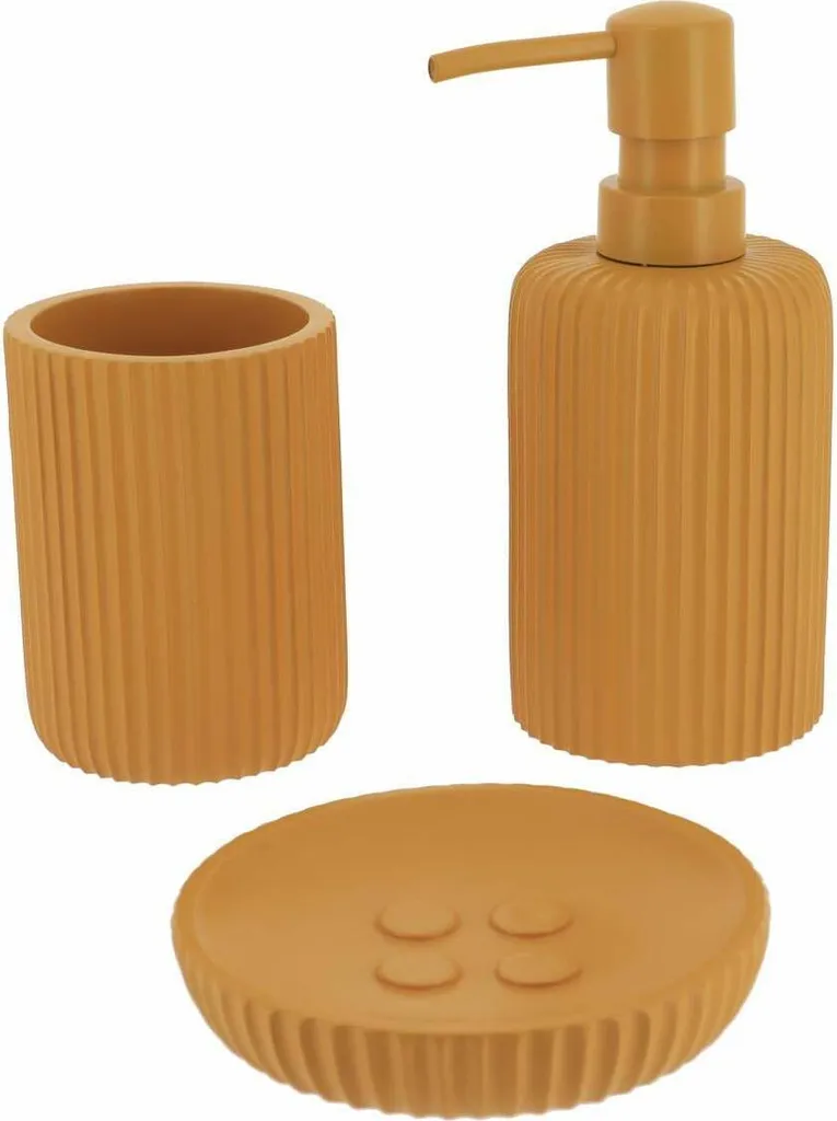Set da Bagno Issard Mustard 3 Pezzi in Ceramica Giallo Senape Elegante