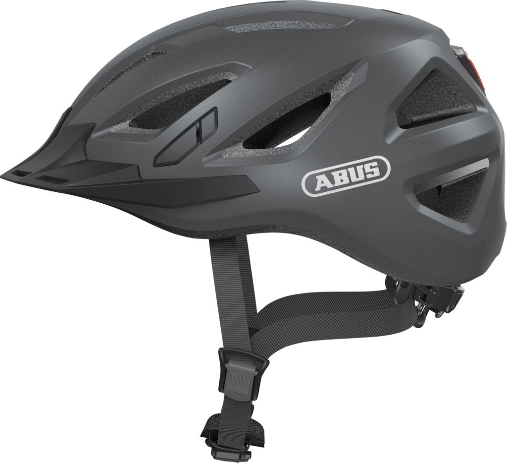 ABUS Stadthelm Urban-I 3.0 - Fahrradhelm mit Rücklicht, chirm und Magnetverschluss - für Damen und Herren - Titan (gräulich), Größe M (52-58 cm)