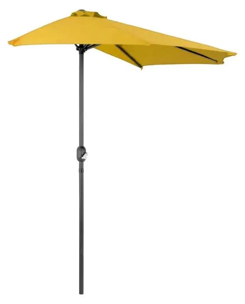 Parasol demi-lune 3m mât aluminium jaune : ombrage mural haute densité