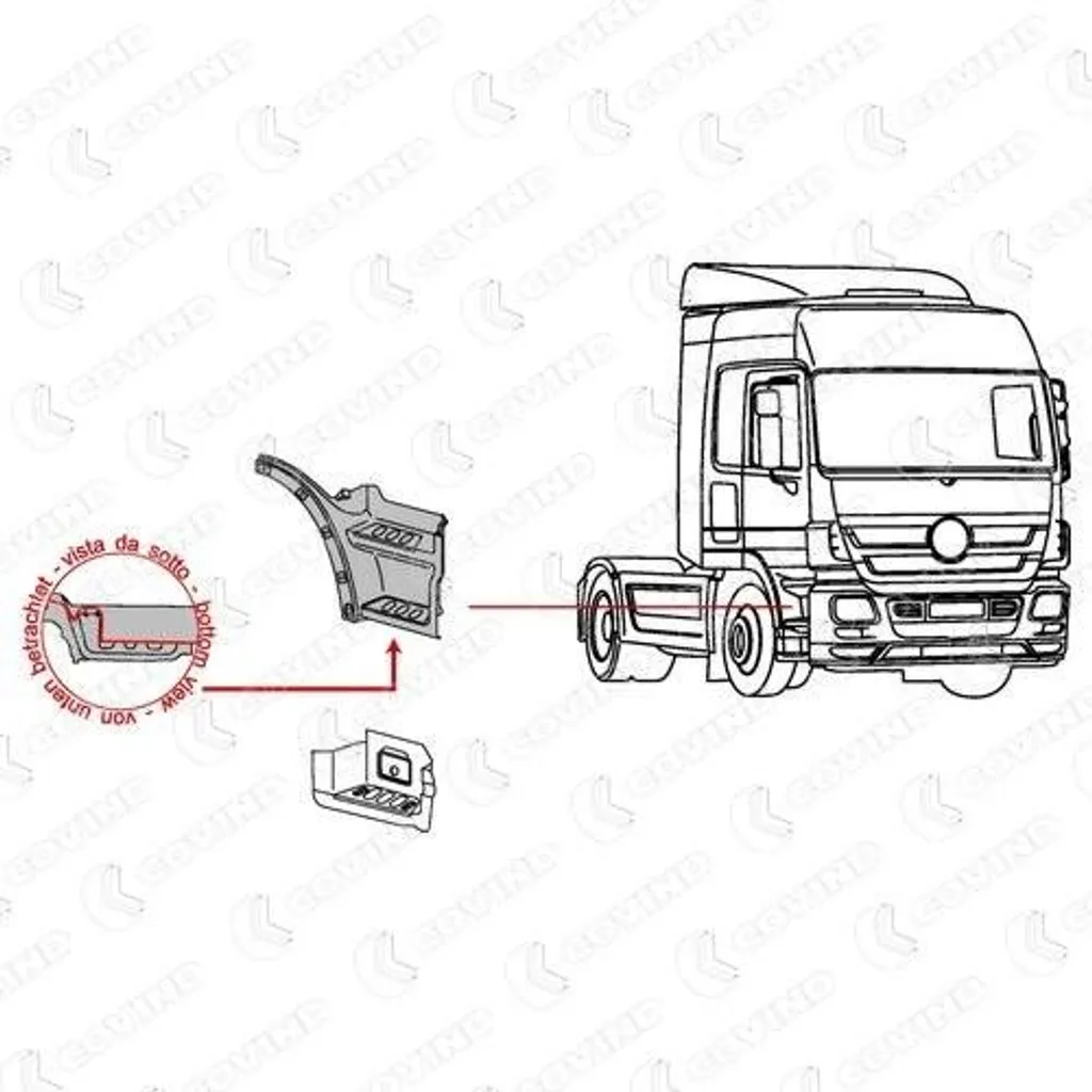 Tôle de réparation droite en acier pour bas de caisse Actros - 2