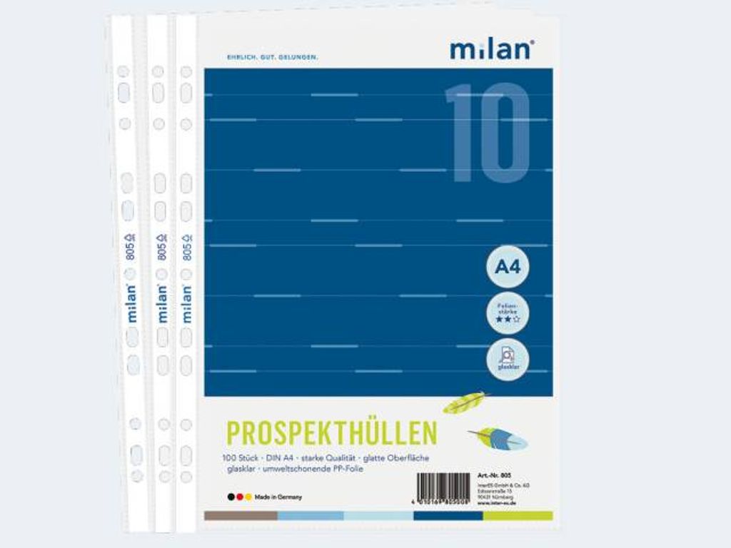 Milan 100 Prospekthüllen A4 PP glasklar Produktbild 