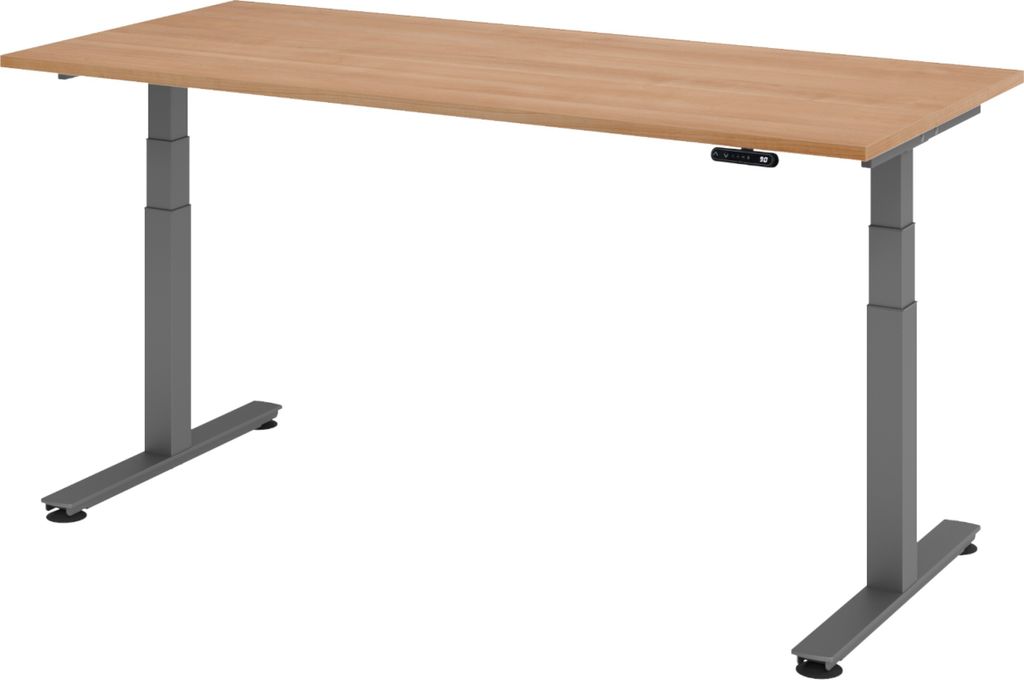 bümö Schreibtisch elektrisch XDSM - Gestell: Graphit, Nachbildung: Nussbaum, Größe: 180 x 80 cm