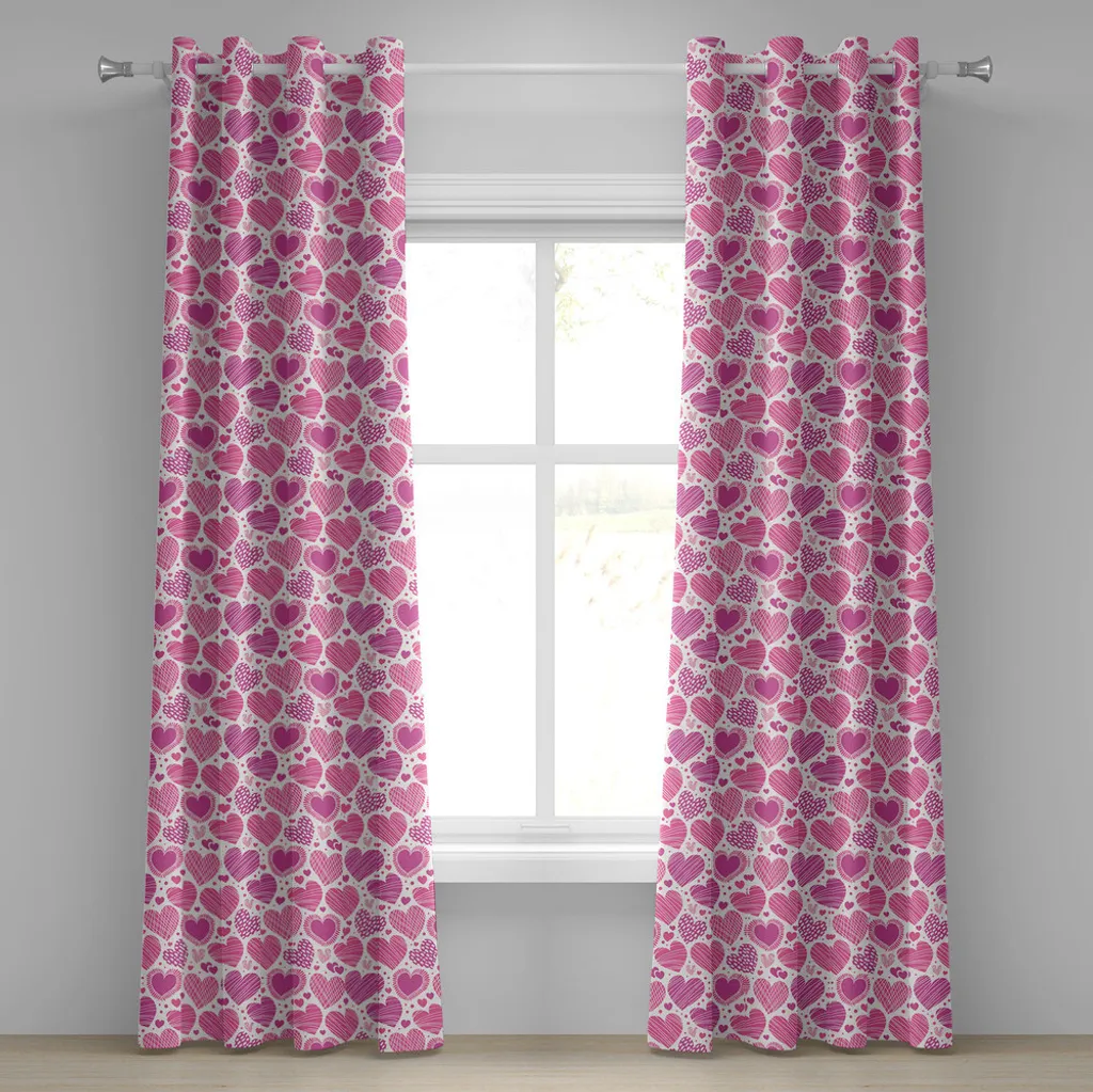 Tende Camera da Letto Romantiche ABAKUHAUS | Rosa e Bianco Cuori