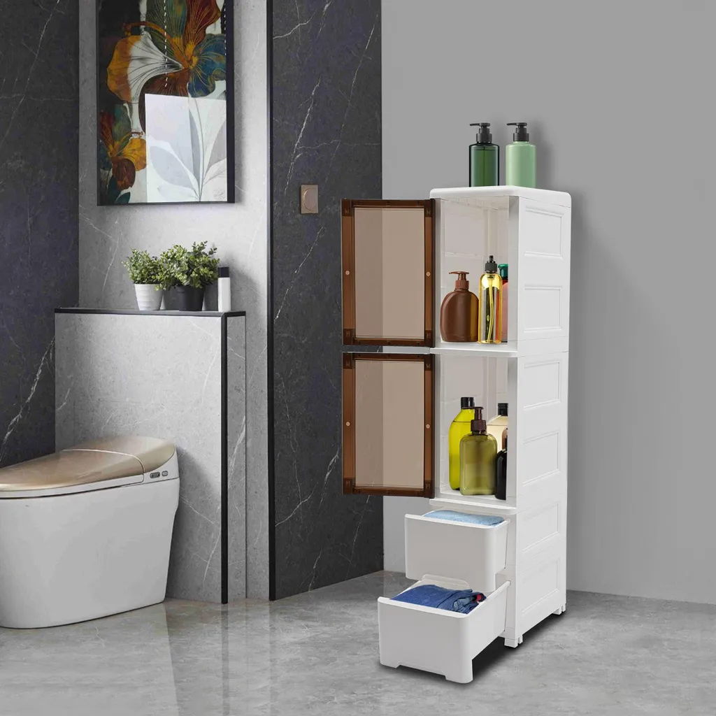 Étagère de rangement blanche multifonctionnelle à 4 compartiments fixe - 5