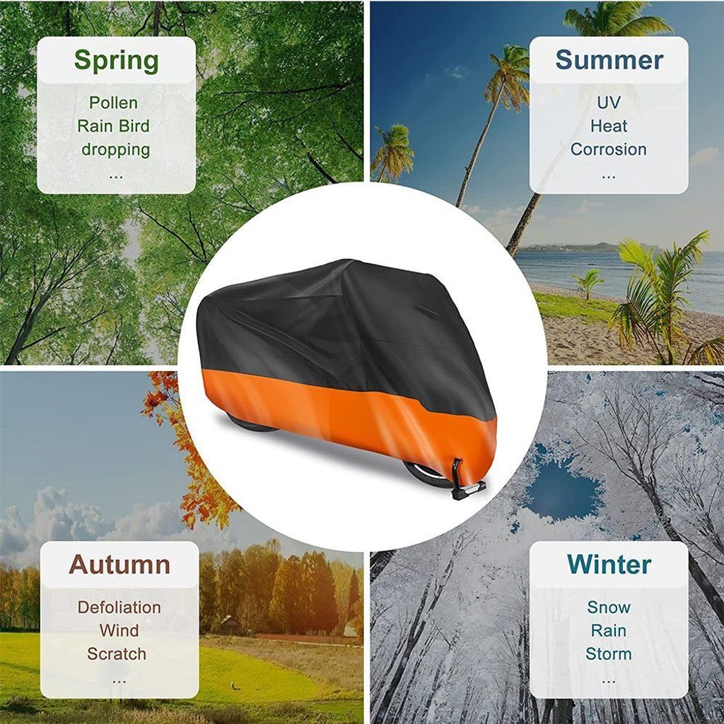 BIHEE Motorrad Abdeckplane 245x105x125 Cm – Wasserdicht, Kratzfest Mit Schloss & Reflektierend