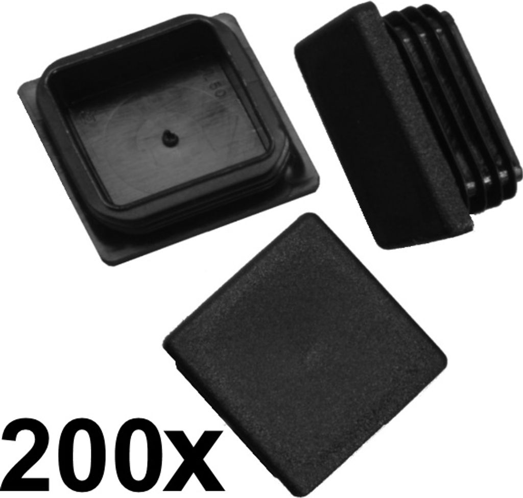 200 x Lamellenstopfen Vierkantrohrstopfen 50 x 50 mm (Außen) Stopfen SCHWARZ
