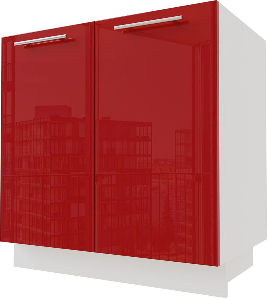 Küchenunterschrank BRERRA 80x82cm lackiert Farbe wählbar BR-D11/80,RAL 3002 karminrot Hochglanz,weiß