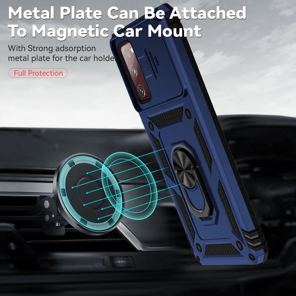 Cover Samsung S20 FE Rugged Blu: Supporto Auto e Privacy Camera - 3