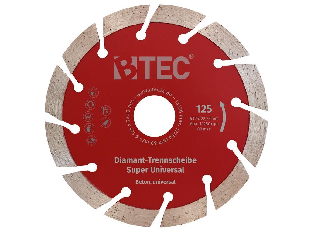 Diamanttrennscheibe 125x22,2 mm für Beton, Mauerwerk, Ziegel uvm. Diamant Trennscheibe 125 mm universal