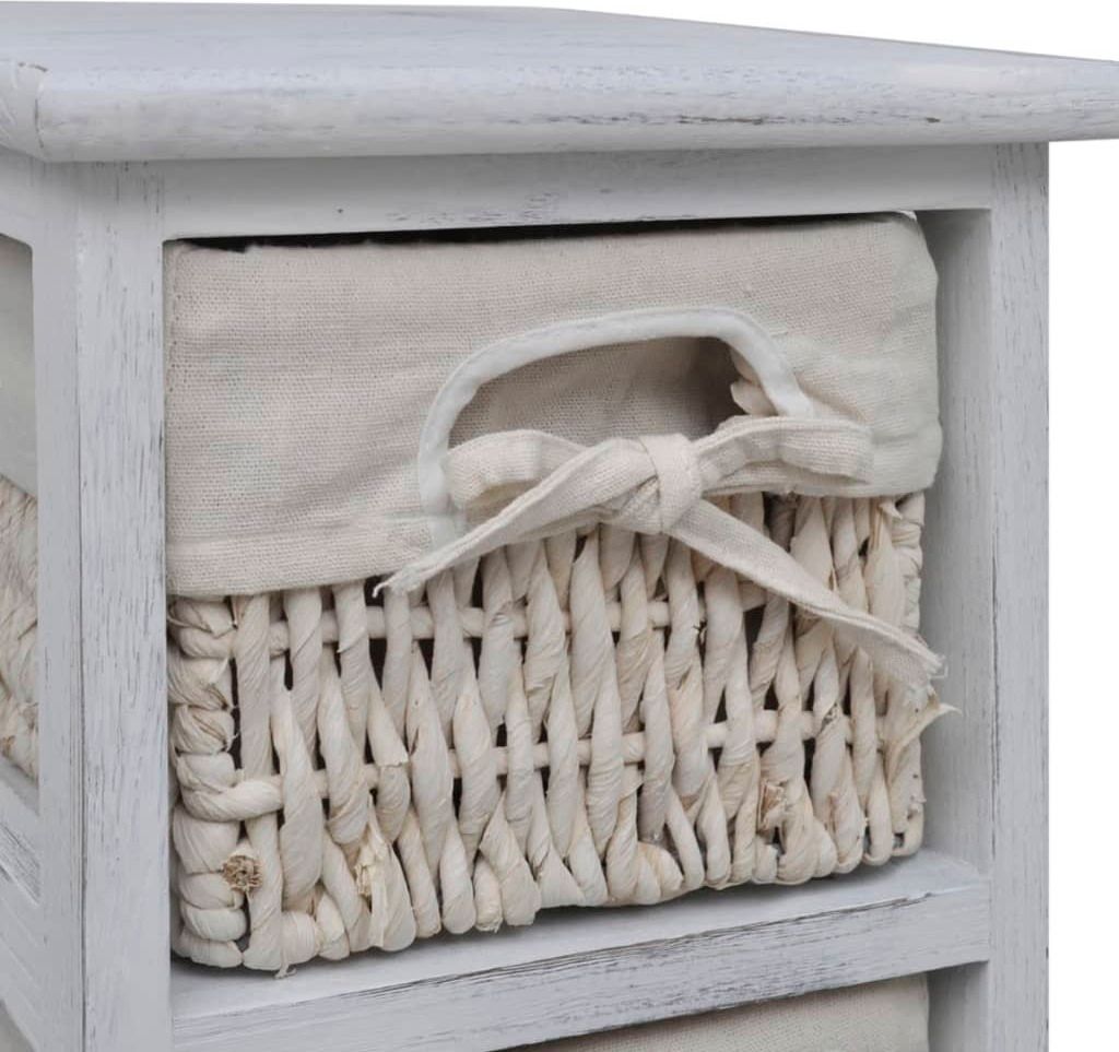 Cloris DesignMöbel Kommoden - Weiß Korbregal Holz mit 4 Körben Weiß Schlichtes6386769