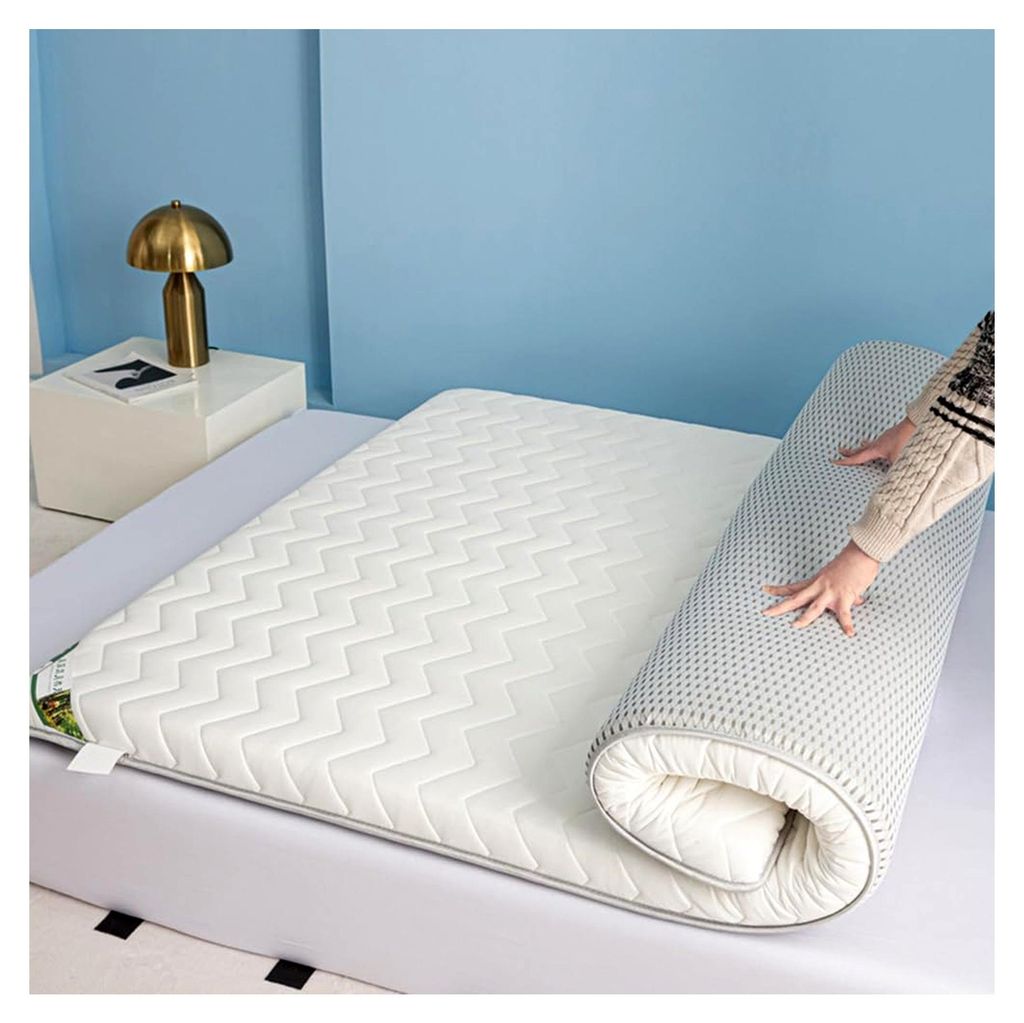 Tragbare faltbare Futon-Matratze, 8 cm dick, atmungsaktiv, Federmatte für Outdoor, Camping, japanischer Stil, Schlafbett, 100 x 190 cm, weiße Rei...