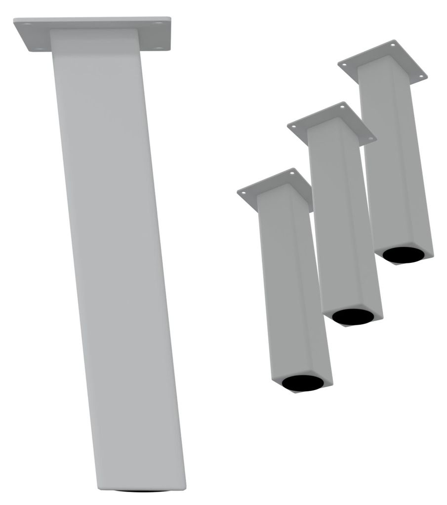 HAGO24 Tischbeine Set 4 Stück Möbelfuß schräg 96° Stahl weiß 8x8cm 42cm Couchtischbank DIY Tischgestell Schraubfüße