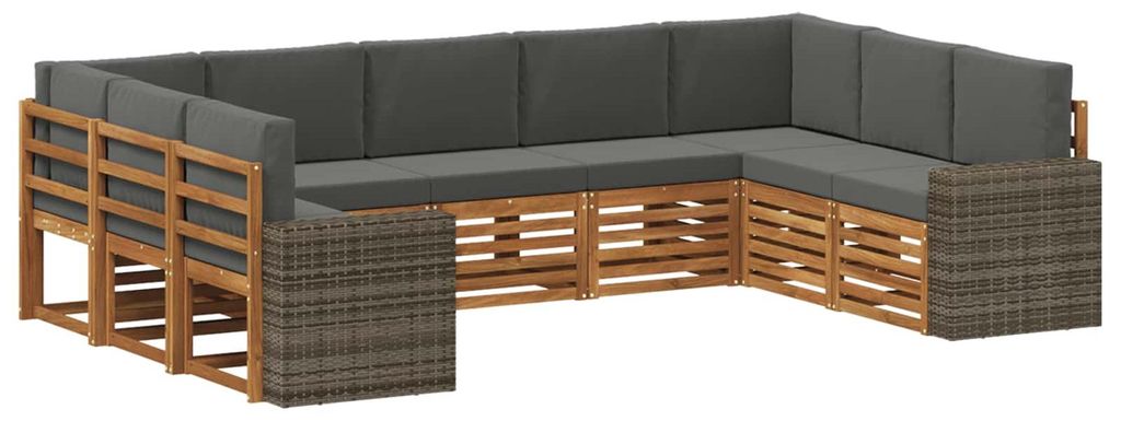 vidaXL Ecksofa Set mit Kissen 9 pcs Natur und Anthrazit Polyester