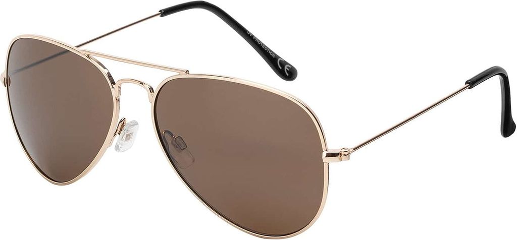 Sonnen Brille Designer Piloten Herren Sonnenbrille mit Kunstoffrahmen 30573 Braun Gold