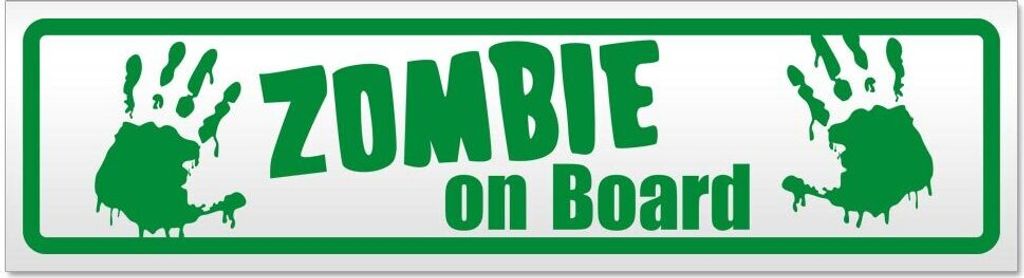 Kiwistar Zombie on Board Magnetschild Schild magnetisch - 20cm Grün - Magnetfolie für Auto PKW Kfz