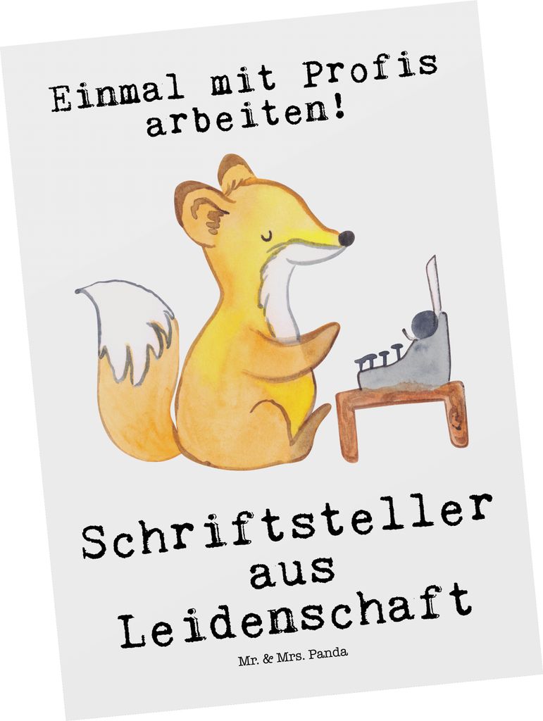 Mr. & Mrs. Panda Postkarte Schriftsteller Leidenschaft - Weiß - Geschenk, spruchkarte, Fotokarte, Ansichtskarte, Grußkarte, Buchhandlung, Postkar...