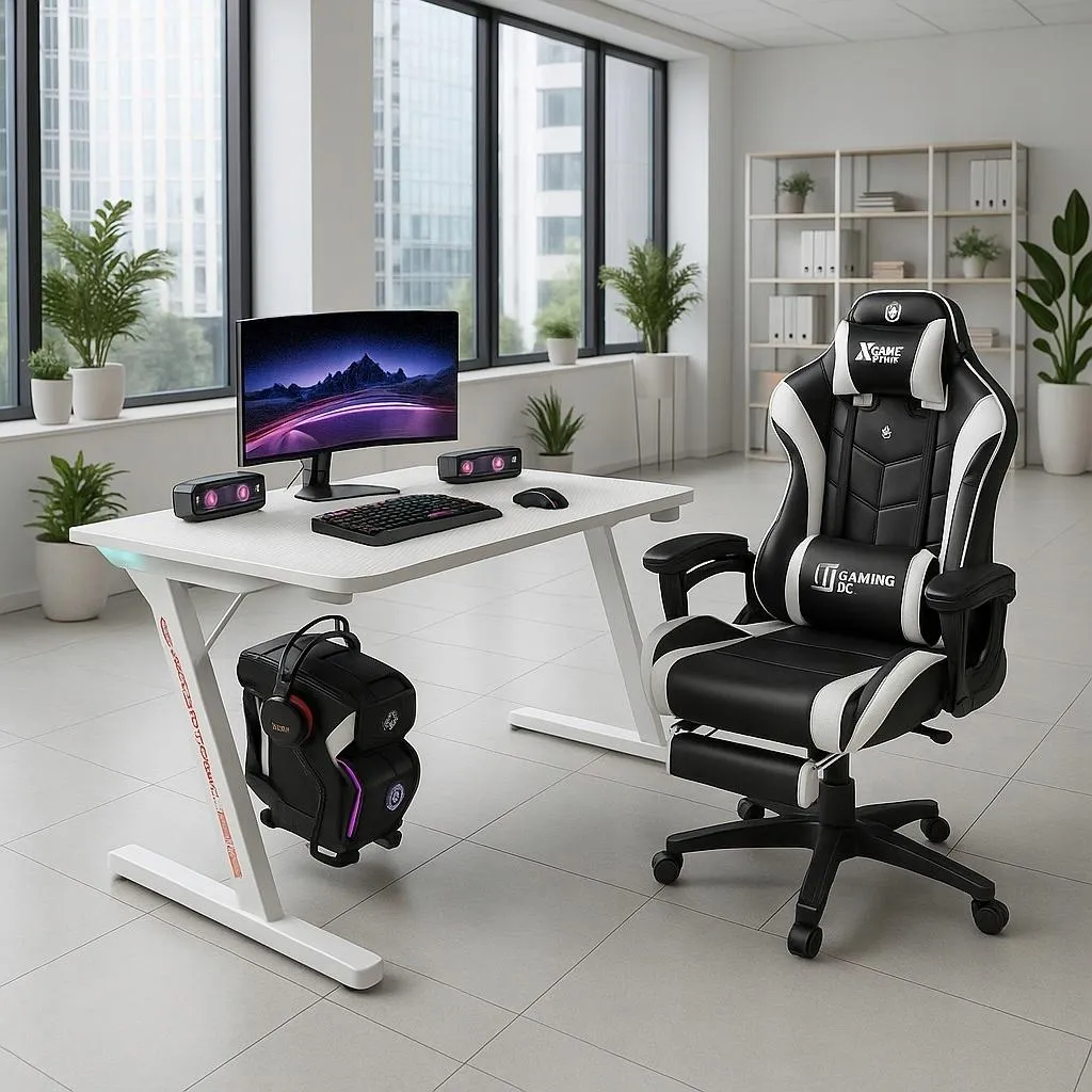 Bureau gamer LED RGB 120cm Ekspand avec support casque ergonomique - 6