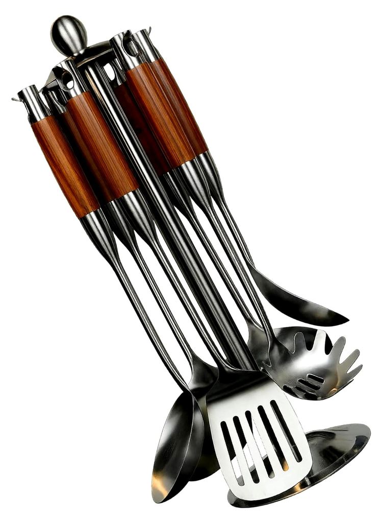 7-teiliges Edelstahl Küchenutensilien Set mit Utensilienhalter