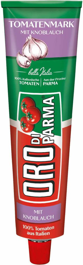 Oro di Parma Tomatenmark mit Knoblauch zweifach konzentriert 200g