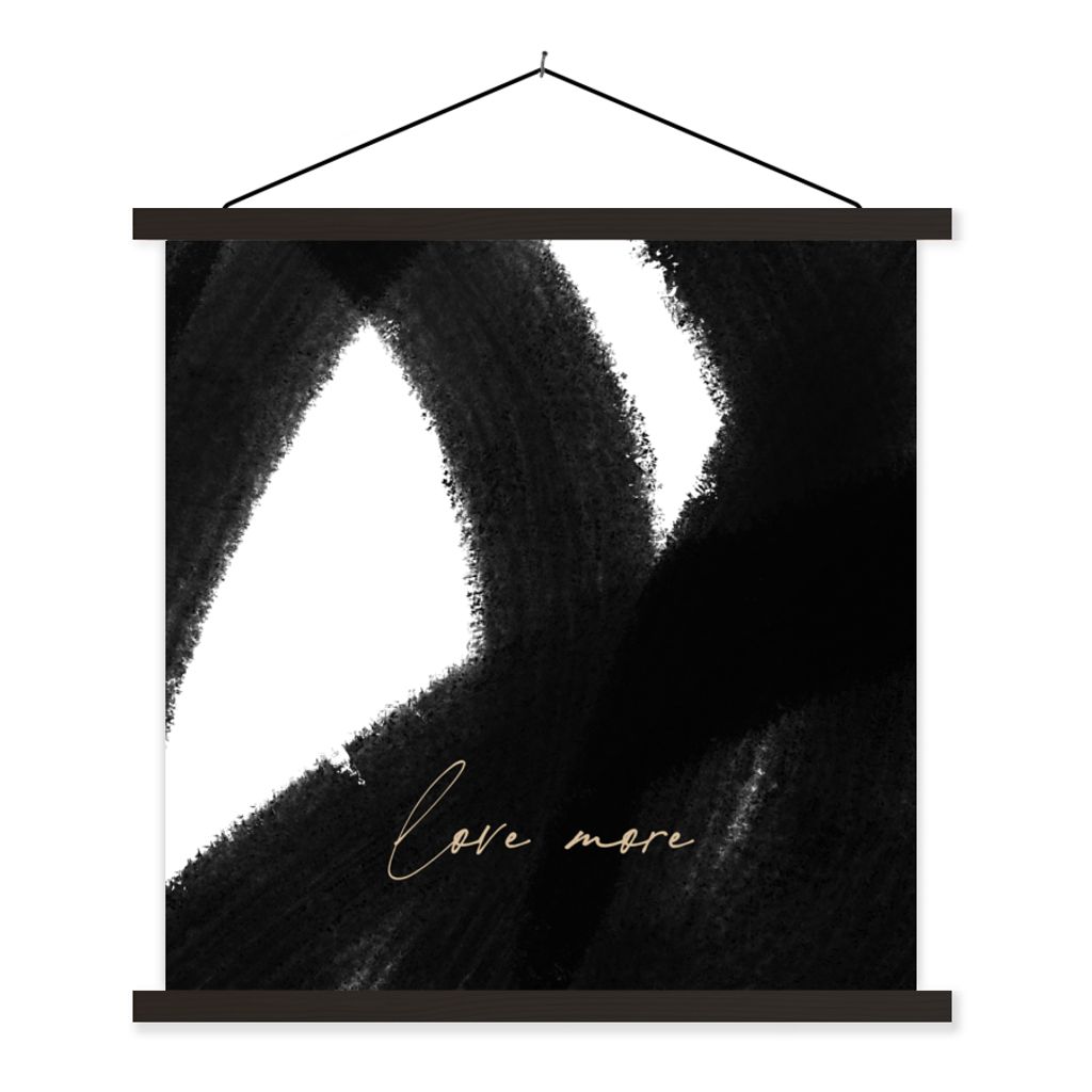 MuchoWow Textilposter Text - Abstrakt - Liebe mehr - Zitate 120x120 cm mit schwarzem Rahmen - Aufhängungsset