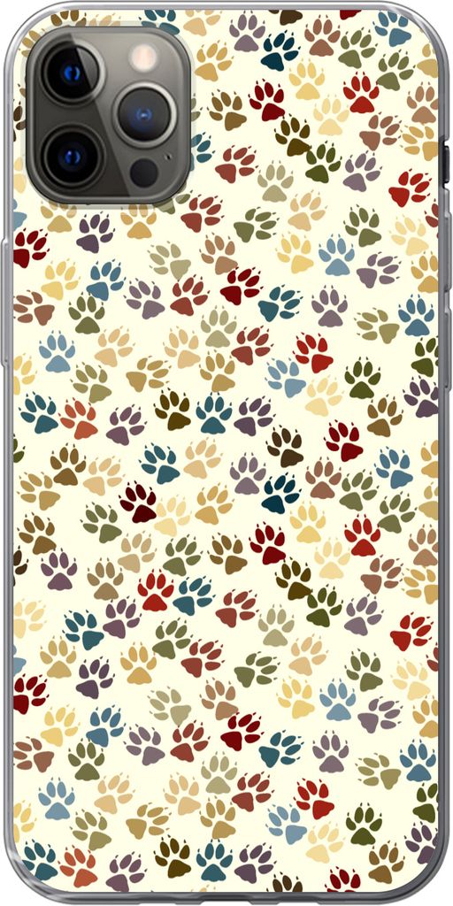 MuchoWow Handyhülle Schutzhülle Hülle für Telefoonhoesje iPhone 12 Pro Max Muster - Hund - Pfoten - Jungen - Mädchen - Kinder - Kind Silikon...