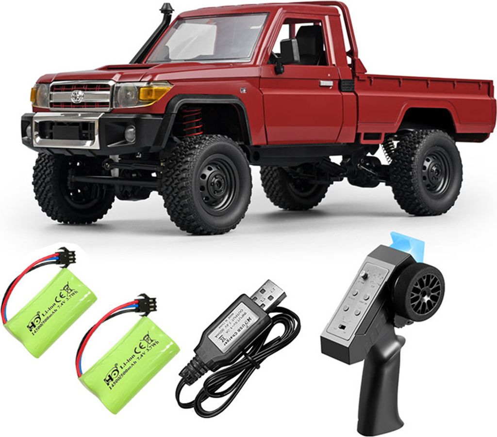 MNRC MN82 RTR 1/12 2,4 G 4WD RC-Auto für Land Cruiser LC79 Rock Crawler mit LED-Licht Kletter Geländewagen, Rot 2 Batterien