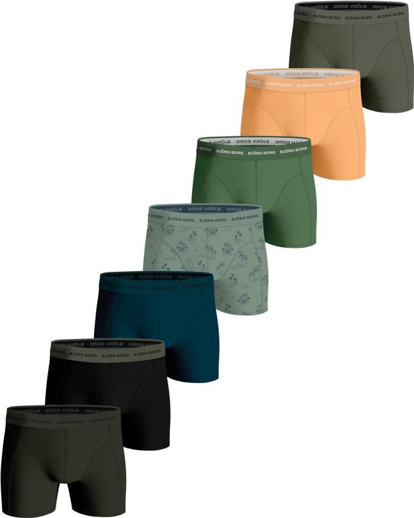 Björn Borg - Herren - Boxershorts Aus Baumwoll-Stretch, 7er-Pack - Blau/Bunt/Grün/Orange/Schwarz - Gr. XS