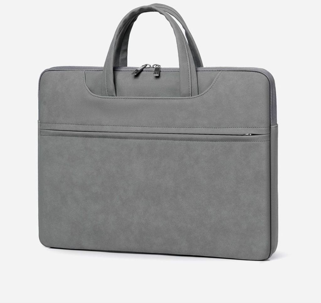 INF Elegante Dunkelgraue Kunstleder Laptoptasche - Wasserdicht, Stoßfest, Leicht 14 Zoll