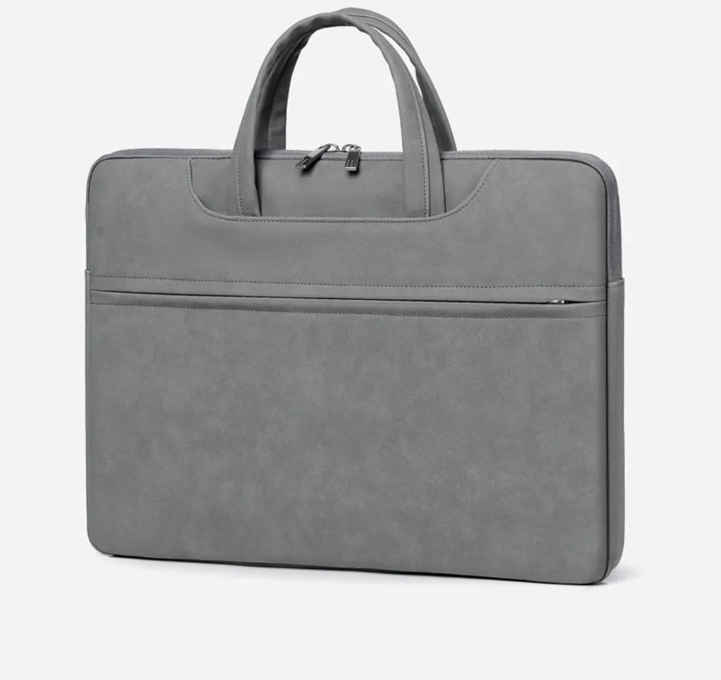 Sacoche Antichoc Grise 15,6 Pouces en Cuir PU - Modèle Imperméable et Léger