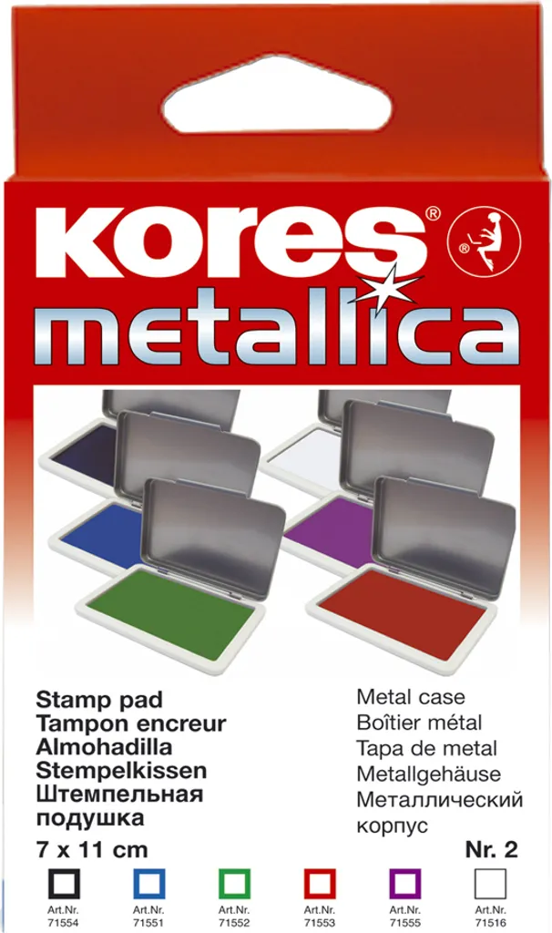 Tampon Encreur Bleu pour Documents Administratifs Kores Metallica 110x70 mm