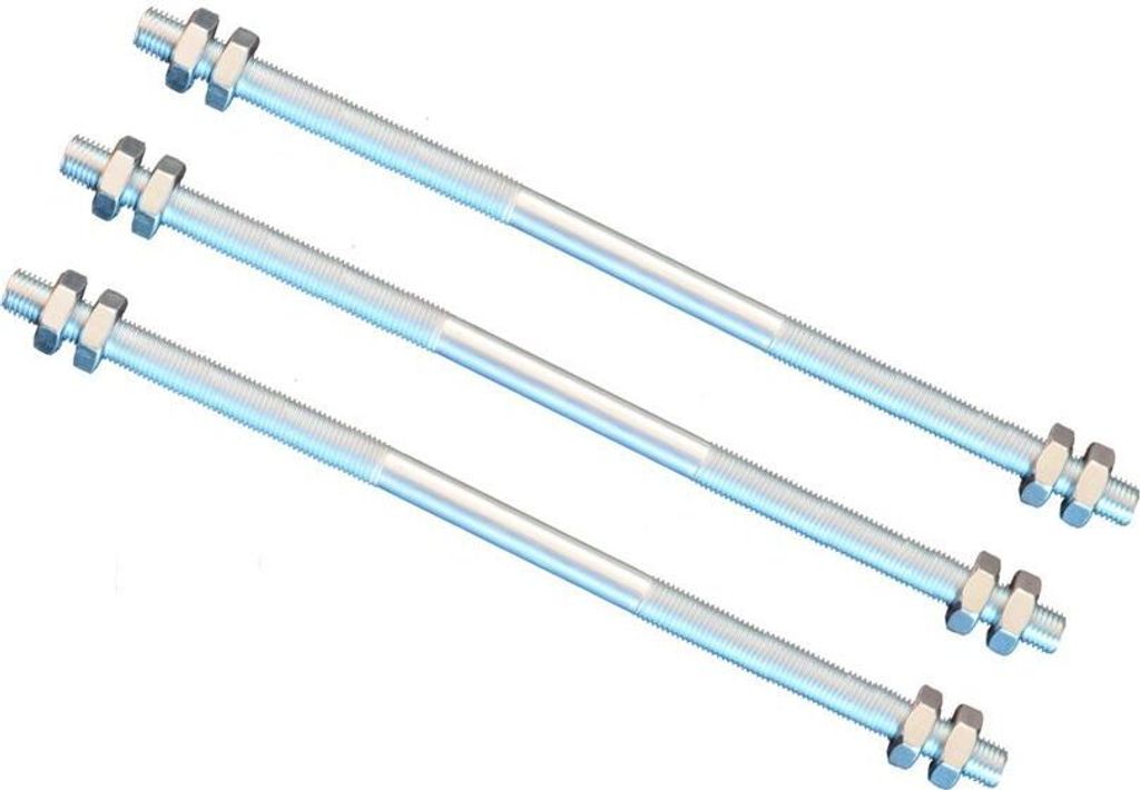 3 Stück Gewindestange M8 Rechts - Links Gewinde 500 mm + 4 Muttern