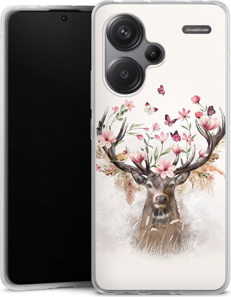 DeinDesign Handyhülle für Xiaomi Redmi Note 13 Pro Plus Silikon Hülle Case Smartphone Schutzhülle Blumen Hirsch Tiere