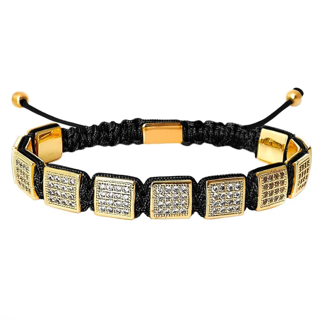 Bracelet or anti-ternissement mailles carrées - Bijou robuste et luxe