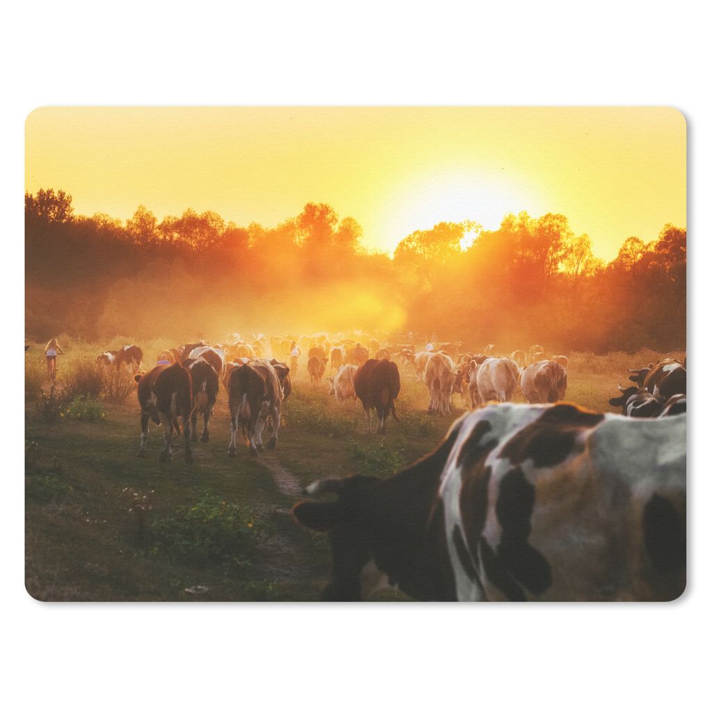 MuchoWow Mauspad Mousepad Kühe - Sonnenuntergang - Wiese - Tiere 23x19 cm - Mousepads - Maus Mat - Pad - Mausunterlage - Schreibtischunterlage -...
