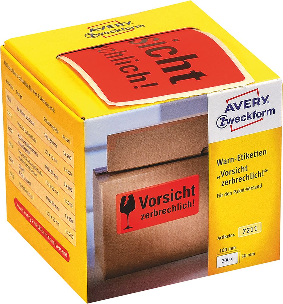 Avery 7211, Czerwony, Zaokrąglony prostokąt, Na stałe, Zdjęcie produktu 
