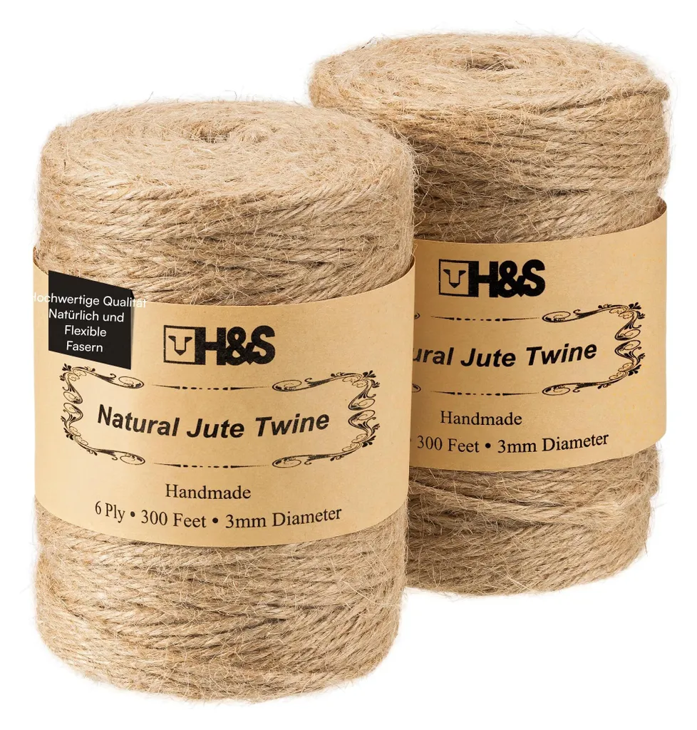 Ficelle de Jute 183m 3mm Épaisse et Résistante - Pack de 2 Bobines