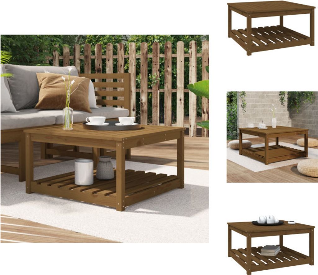 vidaXL Gartentisch Honigbraun 82,5x82,5x45 cm Massivholz Kiefer - Gartentische