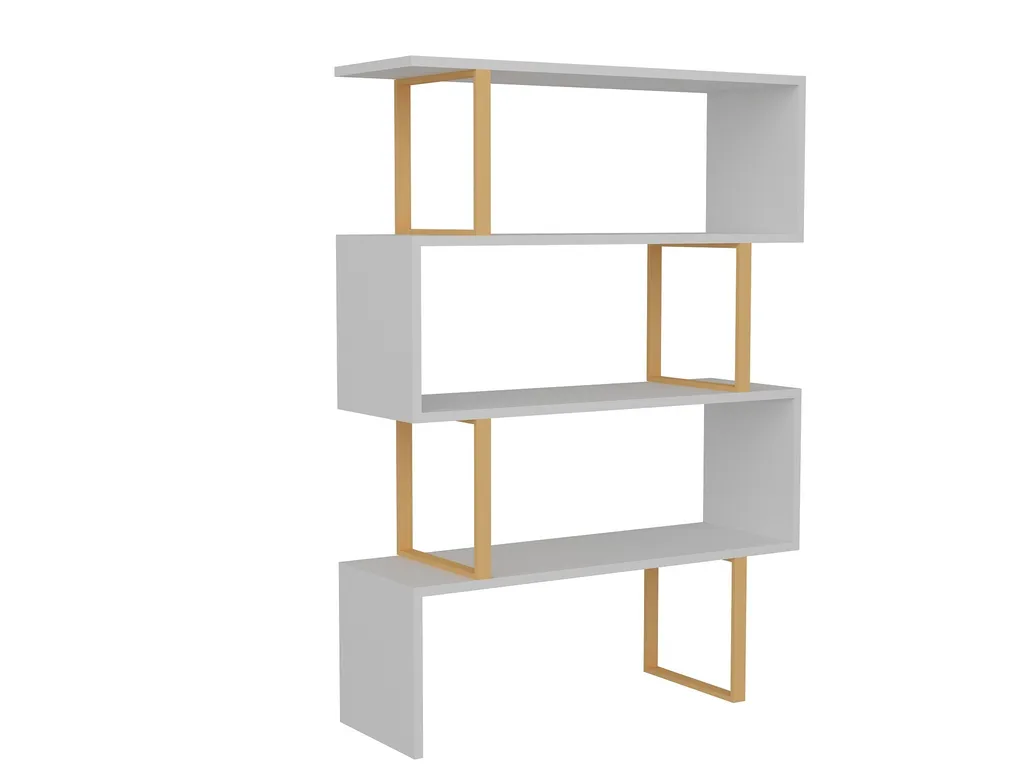 Bibliothèque Adriana Robuste Anti-Rayures 124cm - Rangement Chic Or